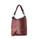 Torebka worek ze skóry na regulowanym uchu - bordowy