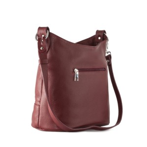 Torba skórzana na regulowanym uchu - bordowy worek tył