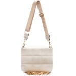 Laura Biaggi beżowa, pikowana torebka listonoszka - tył