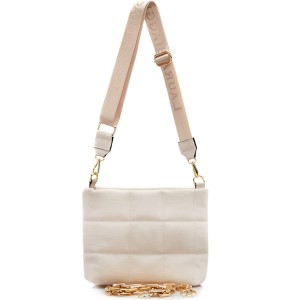 Laura Biaggi beżowa, pikowana torebka listonoszka - tył