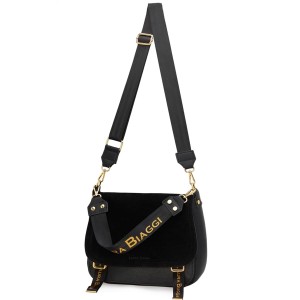 Laura Biaggi torebka listonoszka eko skóra z ozdobnymi taśmami