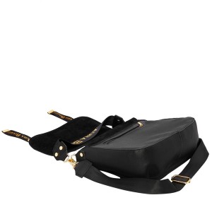 Czarna torebka listonoszka Laura Biaggi z klapką - tył