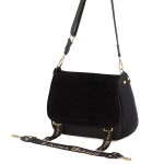 Listonoszka Laura Biaggi z zamszową klapką (paski odpinane za pomocą  karabinków)