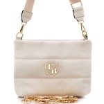 Laura-Biaggi Beżowa pikowana torebka ze złotym łancuchem