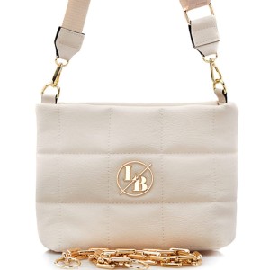 Laura-Biaggi Beżowa pikowana torebka ze złotym łancuchem