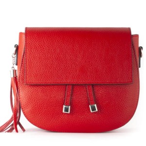 Torebka listonoszka z klapką z ozdobnymi frędzlami