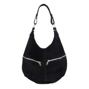 Włoska Torebka czarny worek zamszowy  