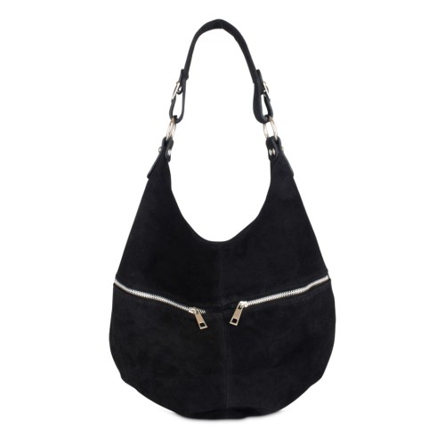 Włoska Torebka czarny worek zamszowy  