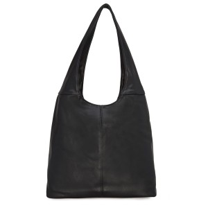 Czarny worek na szerokim uchu - eko skóra