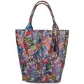 Skórzany Shopper - Worek - kolorowe motyle
