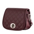 pikowana bordowa skórzana torebka