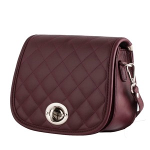 pikowana bordowa skórzana torebka