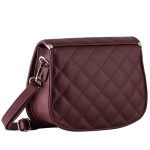 pikowana bordowa skórzana torebka