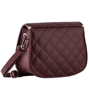 pikowana bordowa skórzana torebka