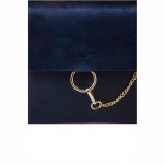 Granatowa Skórzana listonoszka z łańcuszkiem