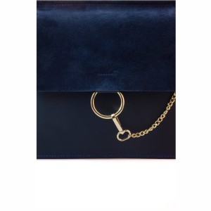 Granatowa Skórzana listonoszka z łańcuszkiem