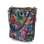 Mała skórzana torebka w kolorowe motyle (id 179)