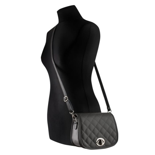  Pikowana  skórzana Listonoszka szara