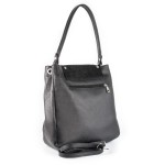 Vera Pelle czarna Skórzana Torebka z zamszową klapką