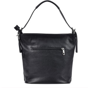 Włoska  Torebka - Czarny Worek ze skóry