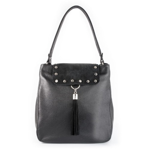 Vera Pelle Skórzana Torebka z zamszową klapką