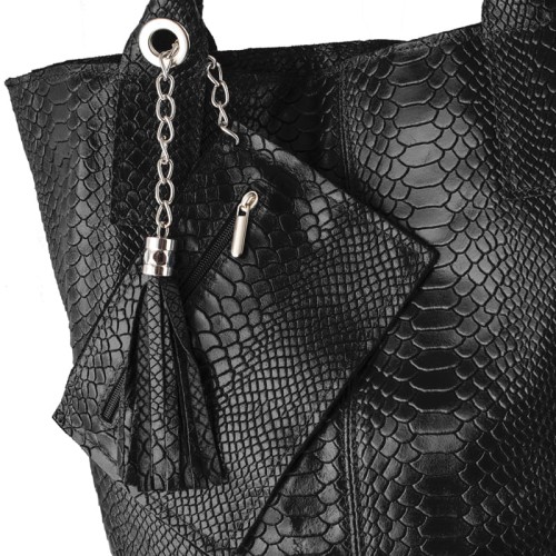 Włoska Torebka - worek skóra krokodyla