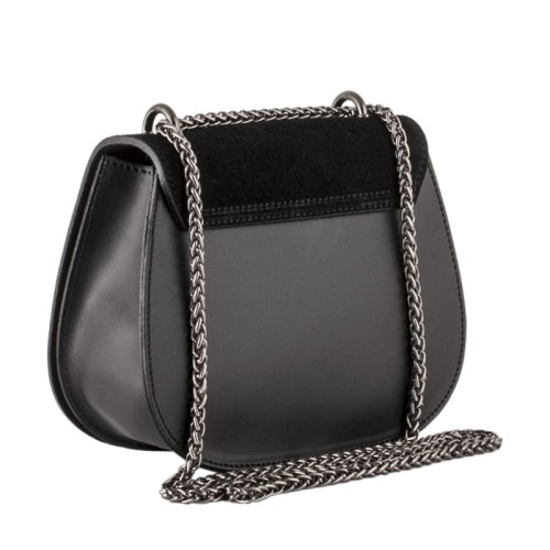 Mała torebka skórzana z zamszową klapką