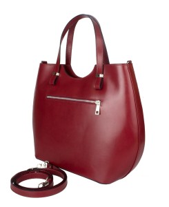 Vera Pelle bordowa torebka ze skóry naturalnej
