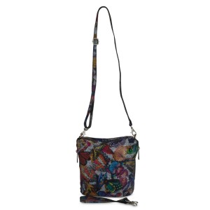 Mała skórzana torebka - kolorowe motyle