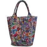 Skórzana torebka - Worek - kolorowe motyle